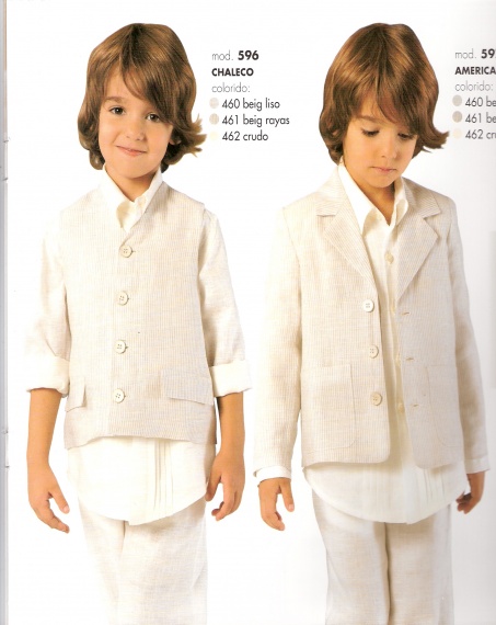 Šaty pro mládence, hnědý proužek, bílý len 596-597  ( 8 - 10 - 12 let )