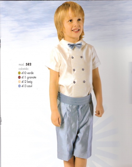 Šaty pro mládence, modrá se šerpou 582  (2 - 4 - 6 let )